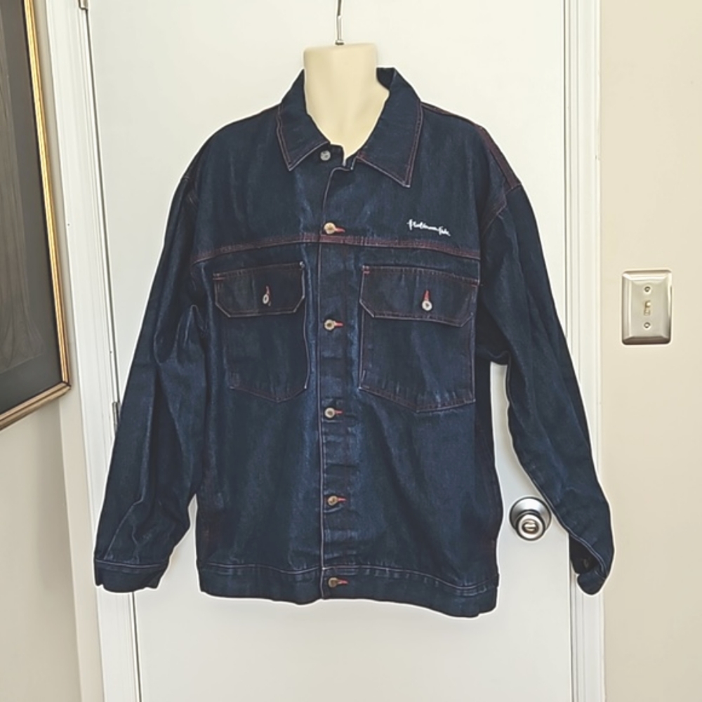 Vintage Fubu Platinum Fat Albert Red Stitched Denim Jean Jacket Size XXL